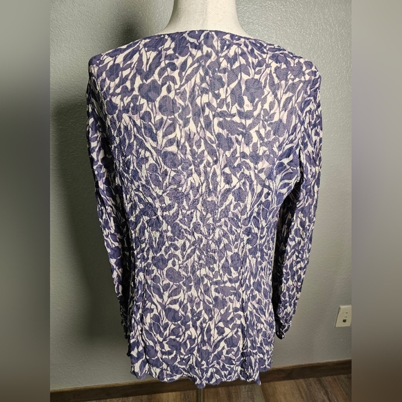 J-Jill Faux Wrap Crinkle Cloth, Crepe, Floral, V-Neck Rayon Blouse, Top Large - Picture 6 of 12